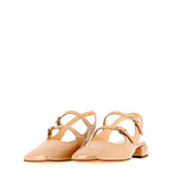 Slingback in vernice nude bassa con cinturini