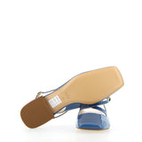 Low blue patent slingback with straps