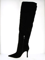 Stivale alto in camoscio vegano nero