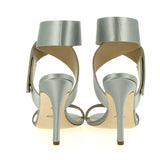 Silver Grey Satin Strap Sandal |38.5 |