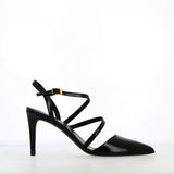 Slingback in vernice nera