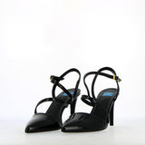 Slingback in vernice nera