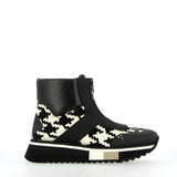 Sneaker "pied de poule" bianco nero con cerniera