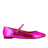 Ballerina con cinturino in pelle pink finitura snake