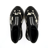 Sneaker "pied de poule" bianco nero con cerniera