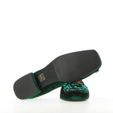 Flat emerald velvet ballerina with embellishment