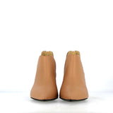 Stivaletto V cut in nappa beige naturale tacco medio