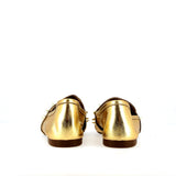 Mocassino in pelle oro con borchie