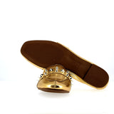 Mocassino in pelle oro con borchie