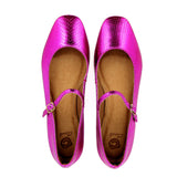 Ballerina con cinturino in pelle pink finitura snake