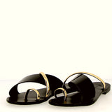 Sandalo basso nero e oro