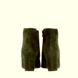 Ankle boot in camoscio Verde bosco tacco block medio
