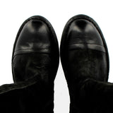 Boot in soft black suede with leather toe