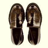 Ebony brushed calfskin loafer with fringe | 36 | | 41 |