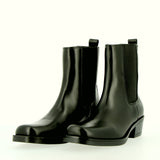 Stivaletto Chelsea in vitello nero punta quadra