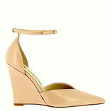 Nude rose nappa split-heel wedge | 39 | 40 |