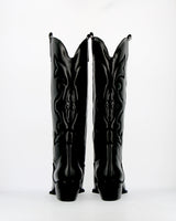 Texano in pelle nera con ricami