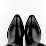 Texano in pelle nera con ricami