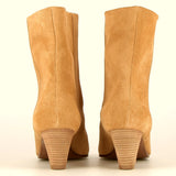 Stivaletto a tubo camoscio Beige naturale