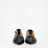 Sandalo gladiator a punta in pelle blu notte