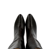Soft tube boot in dark brown nappa leather