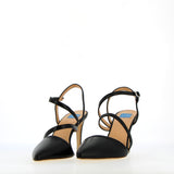 Black leather sling back