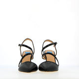 Black leather sling back