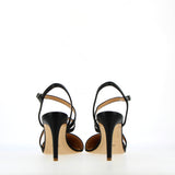 Black leather sling back