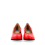 Ballerina in red nappa with chunky multi-heels