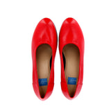 Ballerina in red nappa with chunky multi-heels