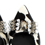 Ballerina pony bianco nero con accessorio strass