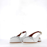 Sling back basso in pelle offwhite