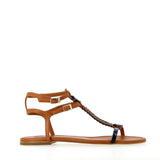 Elettra flat sandal in silver and pink python
