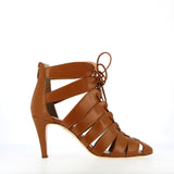 Leather nappa sandal with laces and heel | 39 | 41 |