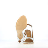Sandalo in pelle finitura python argento