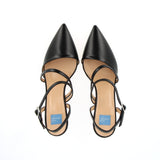 Black leather sling back