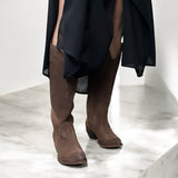 Unlined Texan in dark brown suede