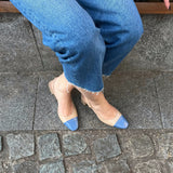 Slingback in beige lux with blue tip