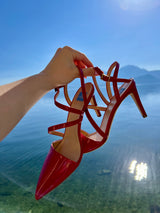 Slingback in vernice rossa