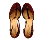 Sandalo color prugna e bronzo vintage look