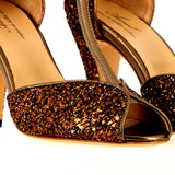 Sandalo Bronzo in glitter e pelle