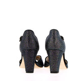 Black multicolor fine glitter sandal