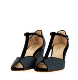 Black multicolor fine glitter sandal