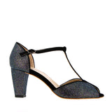 Black multicolor fine glitter sandal