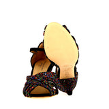 Sandalo nero glitter multicolor