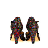 Sandalo nero glitter multicolor