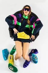 Low shoe Lime fur interior with embellishment