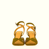 Moss suede sandal with rhinestone buckle | 40 |