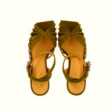 Moss suede sandal with rhinestone buckle | 40 |
