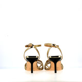Gold leather mid-heel sandal with laces | 36 |
